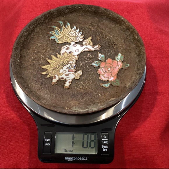 Vintage Brass / Bronze Made in Japan Dragon & Flower Designed Tray, Plate, Rare - Picture 8 of 8